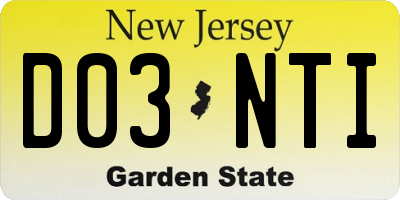 NJ license plate D03NTI
