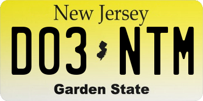 NJ license plate D03NTM
