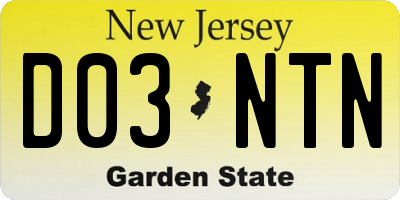 NJ license plate D03NTN