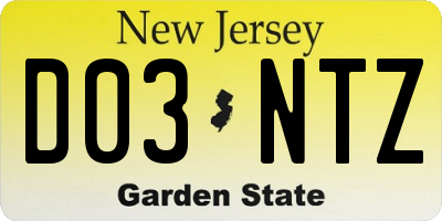 NJ license plate D03NTZ