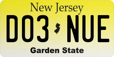 NJ license plate D03NUE