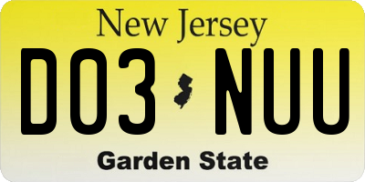 NJ license plate D03NUU