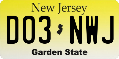 NJ license plate D03NWJ