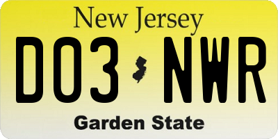 NJ license plate D03NWR