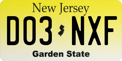 NJ license plate D03NXF