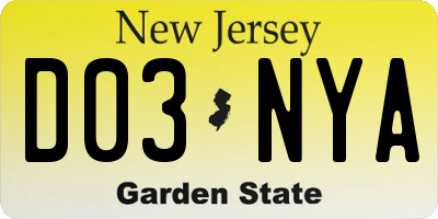 NJ license plate D03NYA