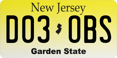 NJ license plate D03OBS