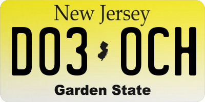 NJ license plate D03OCH