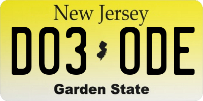 NJ license plate D03ODE