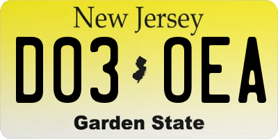 NJ license plate D03OEA