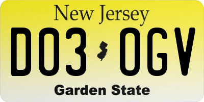 NJ license plate D03OGV