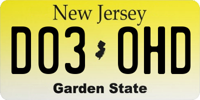 NJ license plate D03OHD