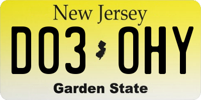 NJ license plate D03OHY