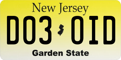 NJ license plate D03OID