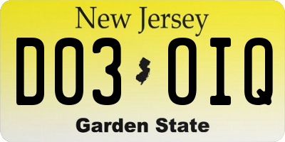 NJ license plate D03OIQ