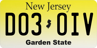 NJ license plate D03OIV