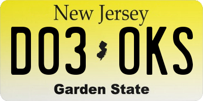 NJ license plate D03OKS