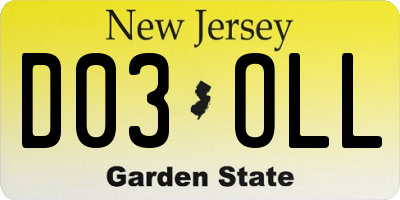 NJ license plate D03OLL