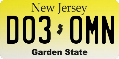 NJ license plate D03OMN