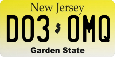 NJ license plate D03OMQ
