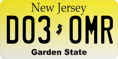 NJ license plate D03OMR