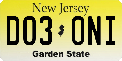 NJ license plate D03ONI