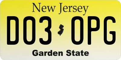 NJ license plate D03OPG