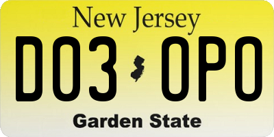 NJ license plate D03OPO