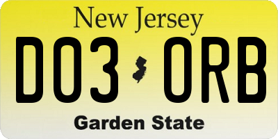 NJ license plate D03ORB