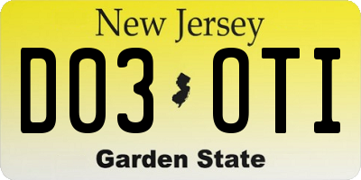 NJ license plate D03OTI