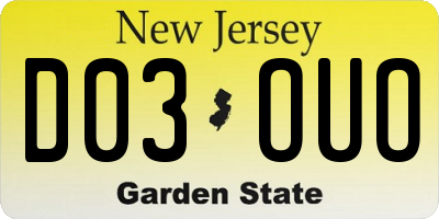 NJ license plate D03OUO