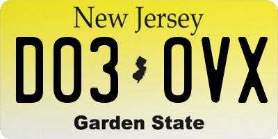 NJ license plate D03OVX