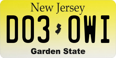 NJ license plate D03OWI