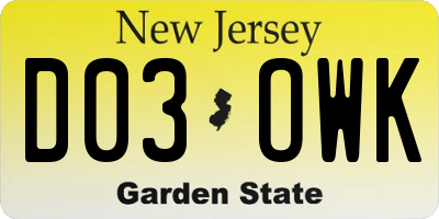 NJ license plate D03OWK