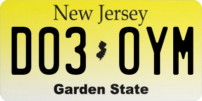 NJ license plate D03OYM