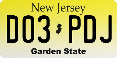 NJ license plate D03PDJ