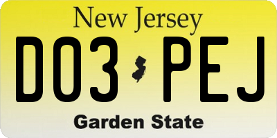NJ license plate D03PEJ