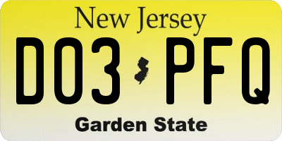 NJ license plate D03PFQ