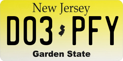 NJ license plate D03PFY