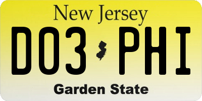 NJ license plate D03PHI