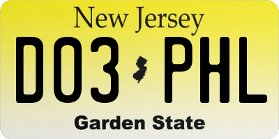 NJ license plate D03PHL