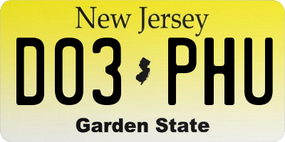 NJ license plate D03PHU