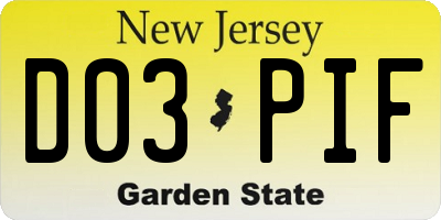 NJ license plate D03PIF