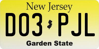 NJ license plate D03PJL