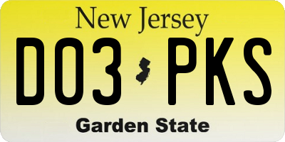 NJ license plate D03PKS