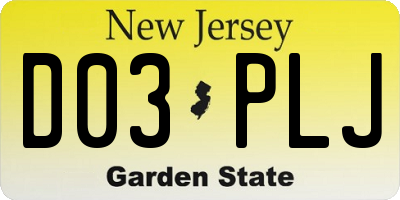 NJ license plate D03PLJ