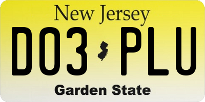 NJ license plate D03PLU