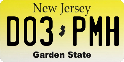 NJ license plate D03PMH