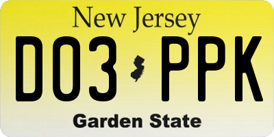 NJ license plate D03PPK