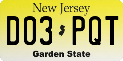 NJ license plate D03PQT